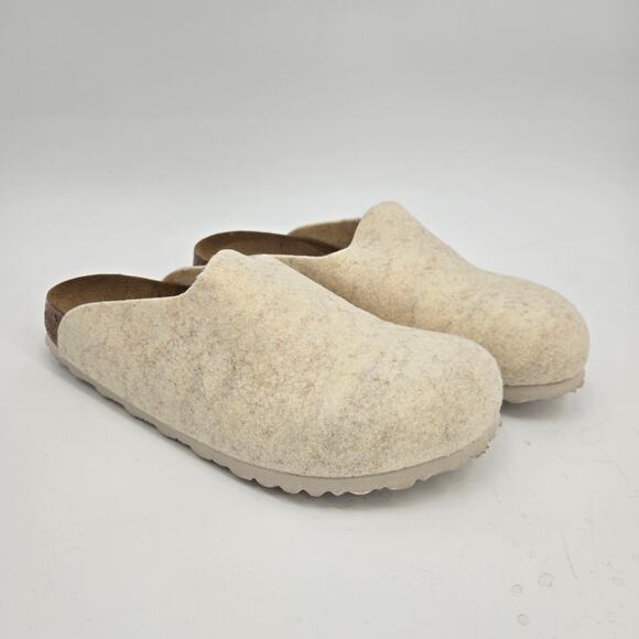 NIB Birkenstock Amersterdam 39 8-8.5 Wool Clog Slides Mules Eggshell Cream White - Picture 3 of 11